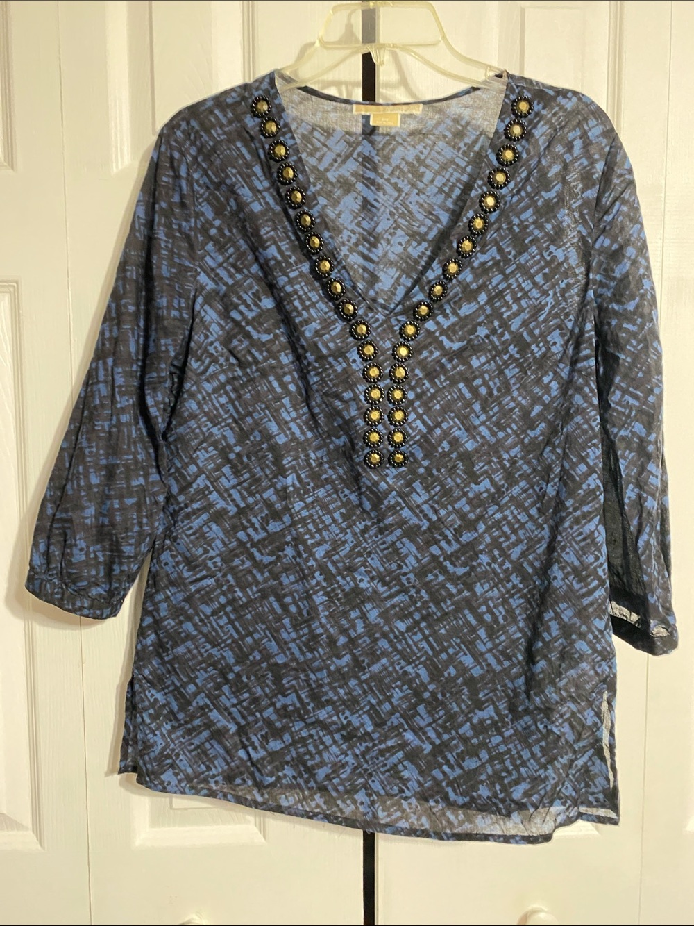 Michael Michael Kors beach Beaded V-tunic top shirt Blouse size MEDIUM